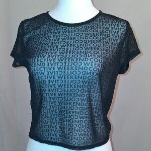 ASOS Black Mesh Weekend Collective Crop Top